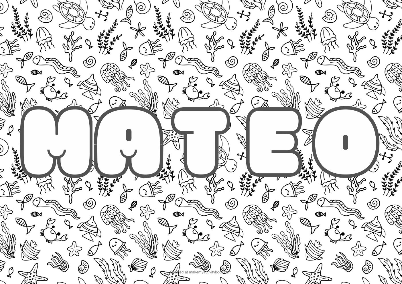 Mateo sea colouring sheet