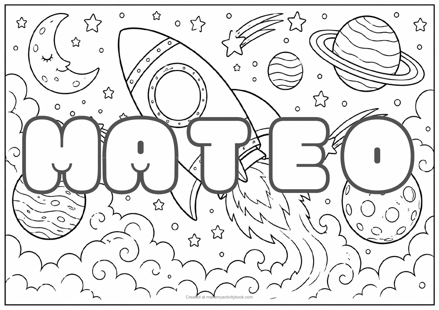 Mateo space colouring sheet