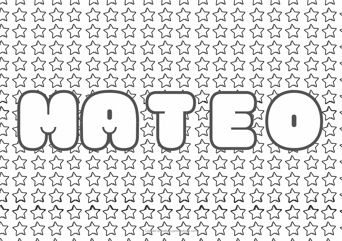 Mateo Bubble letters — Stars border colouring sheet