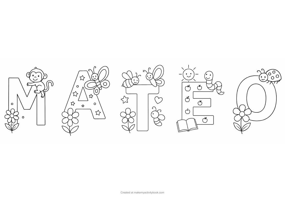 Mateo Flowers letters colouring sheet