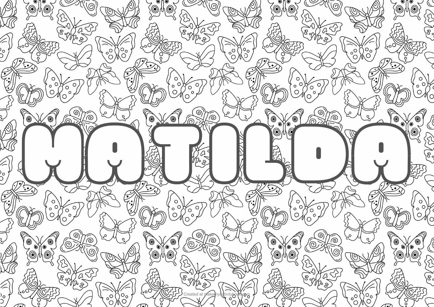 Matilda butterflies colouring sheet