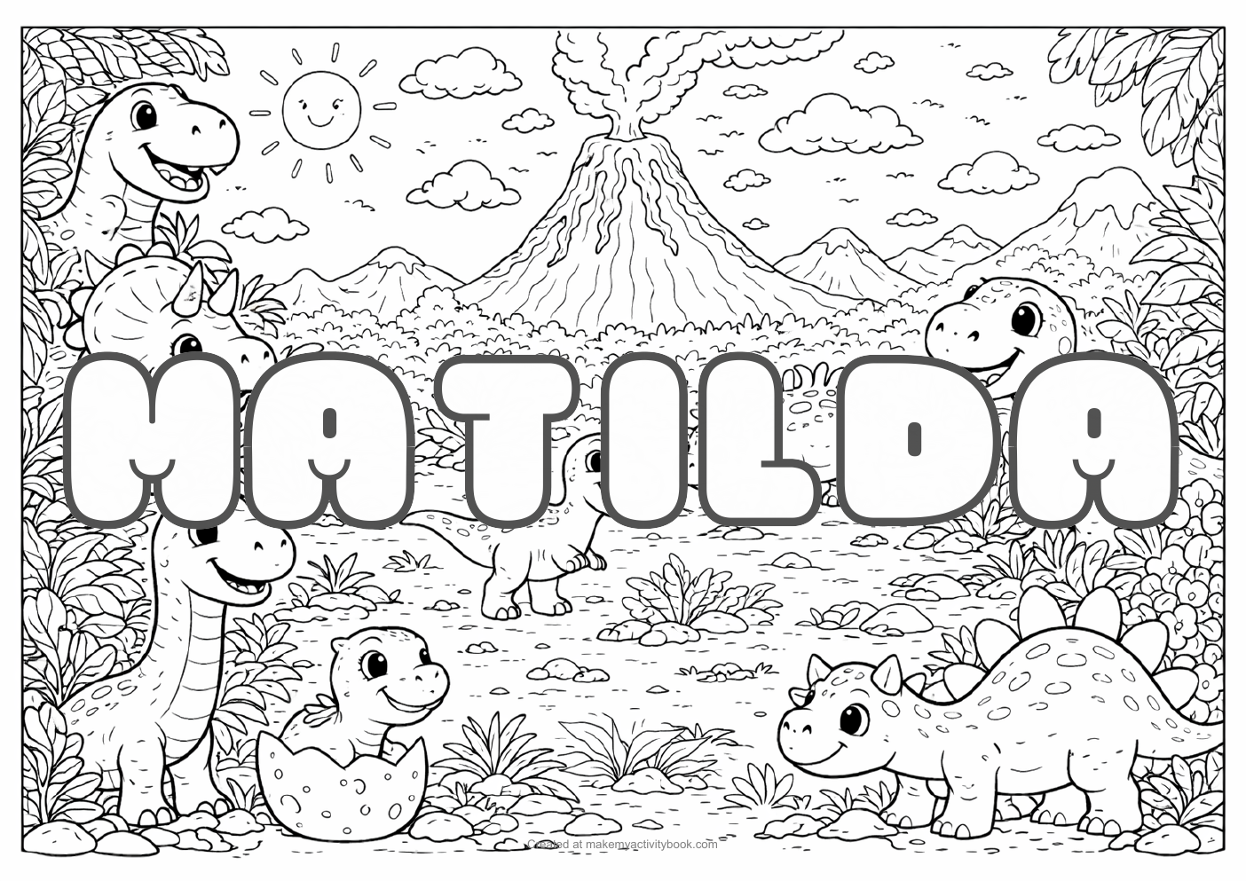 Matilda dinosaur colouring sheet