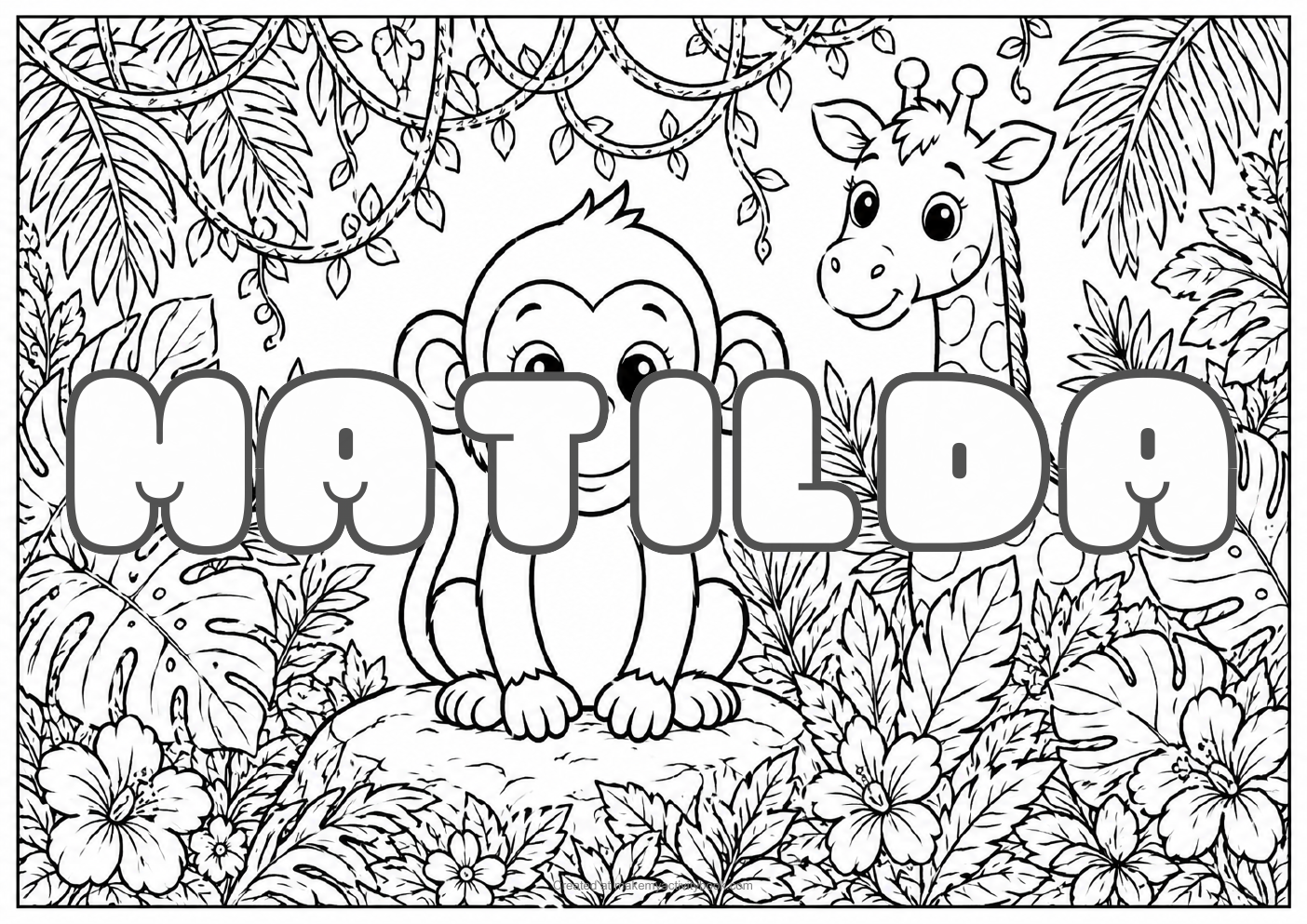 Matilda jungle colouring sheet