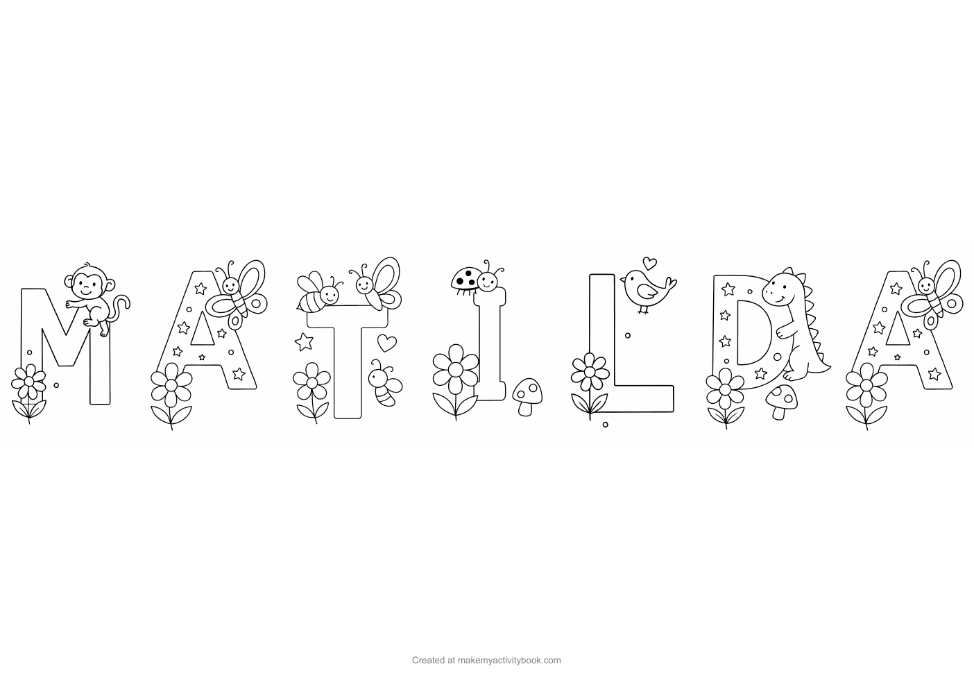 Matilda letters colouring sheet