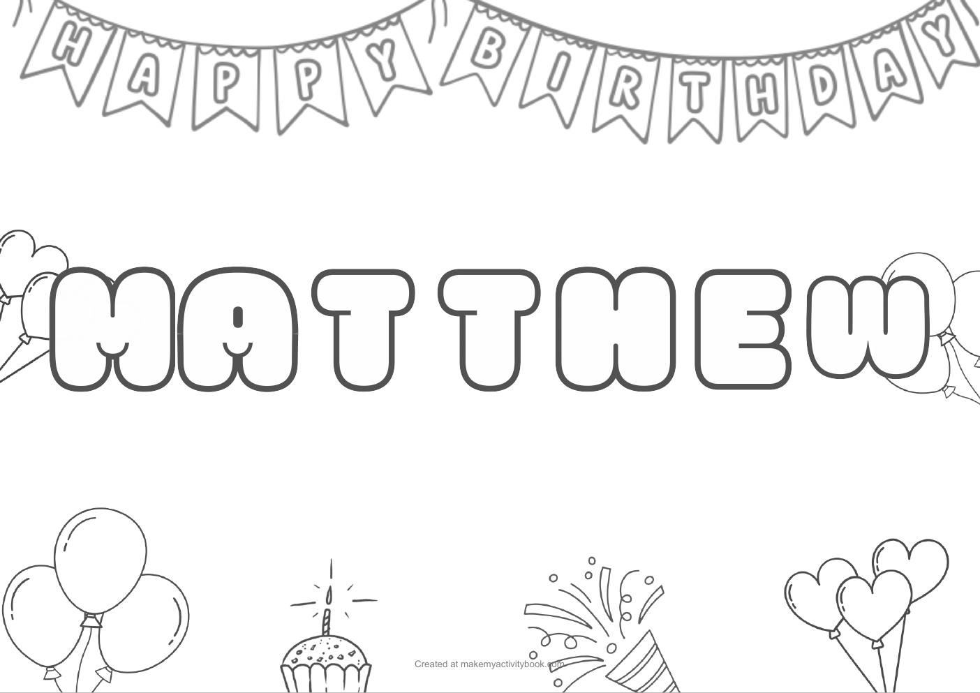 Matthew birthday colouring sheet