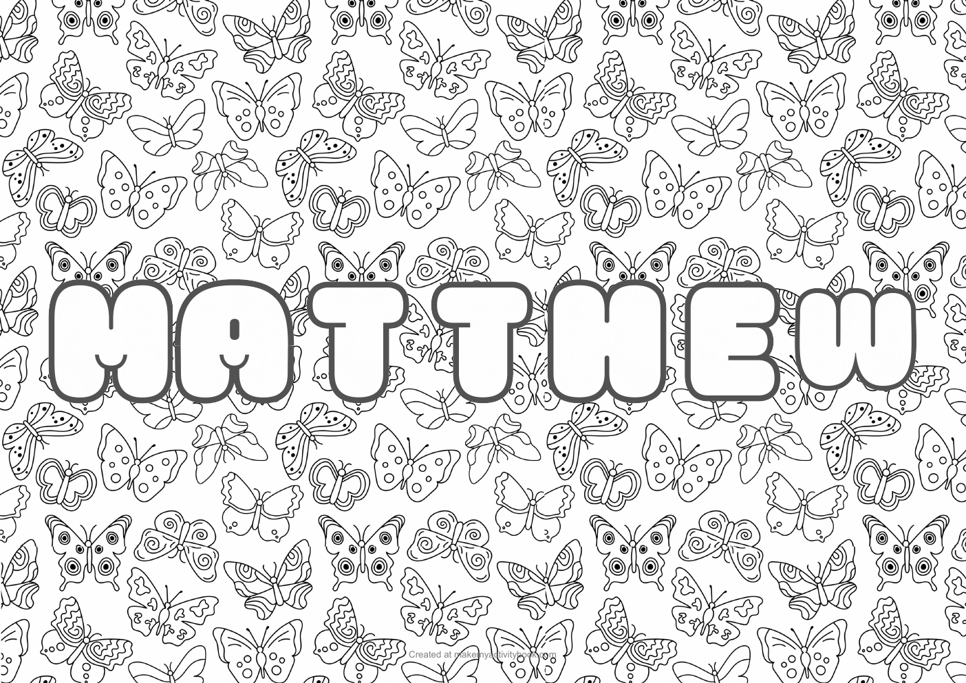 Matthew butterflies colouring sheet