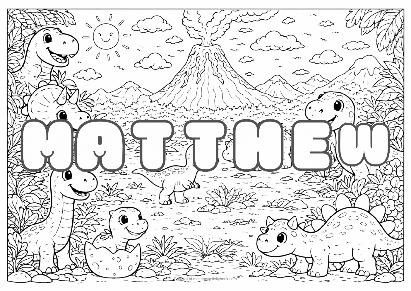 Matthew dinosaur colouring sheet