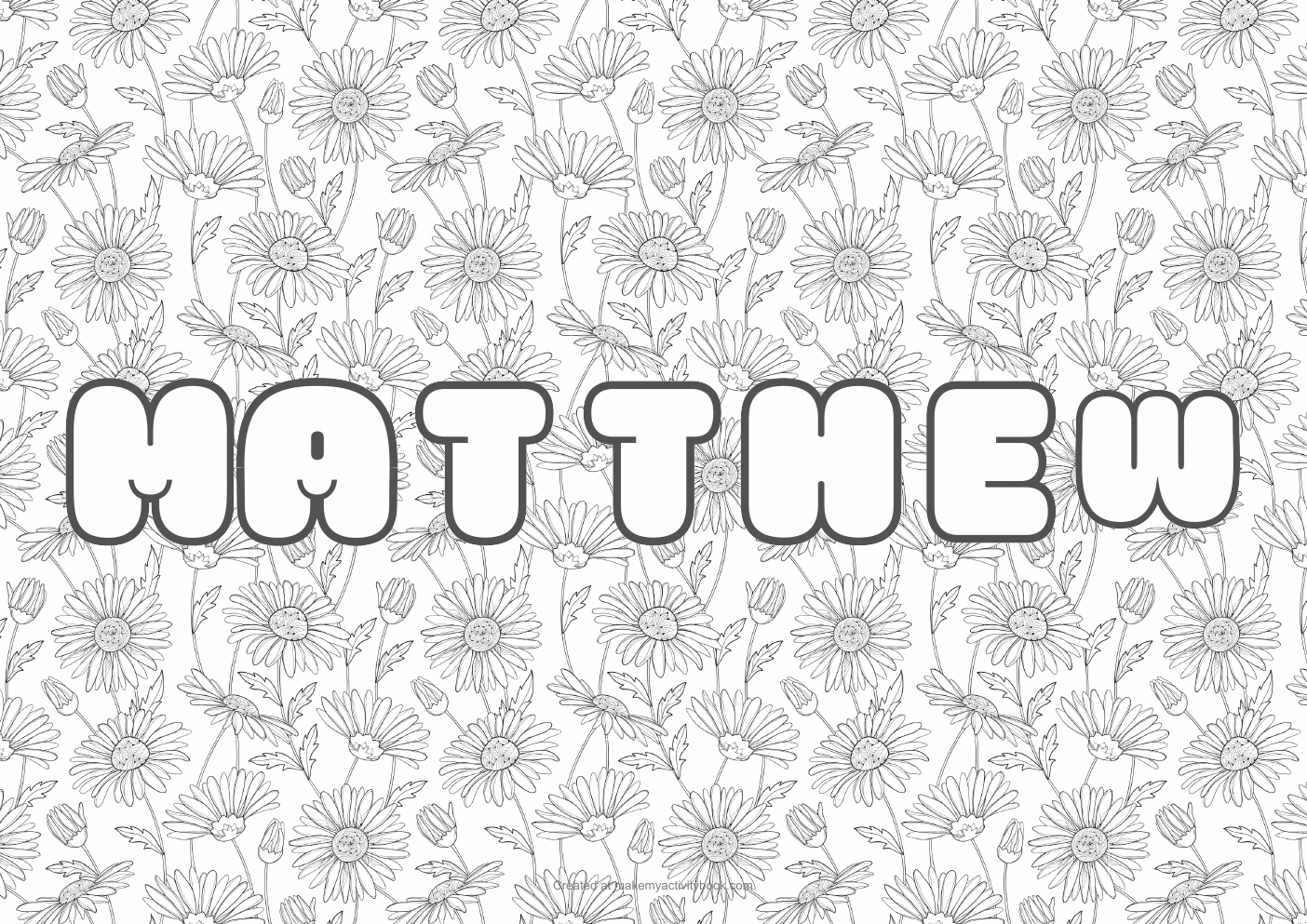 Matthew flowers colouring sheet