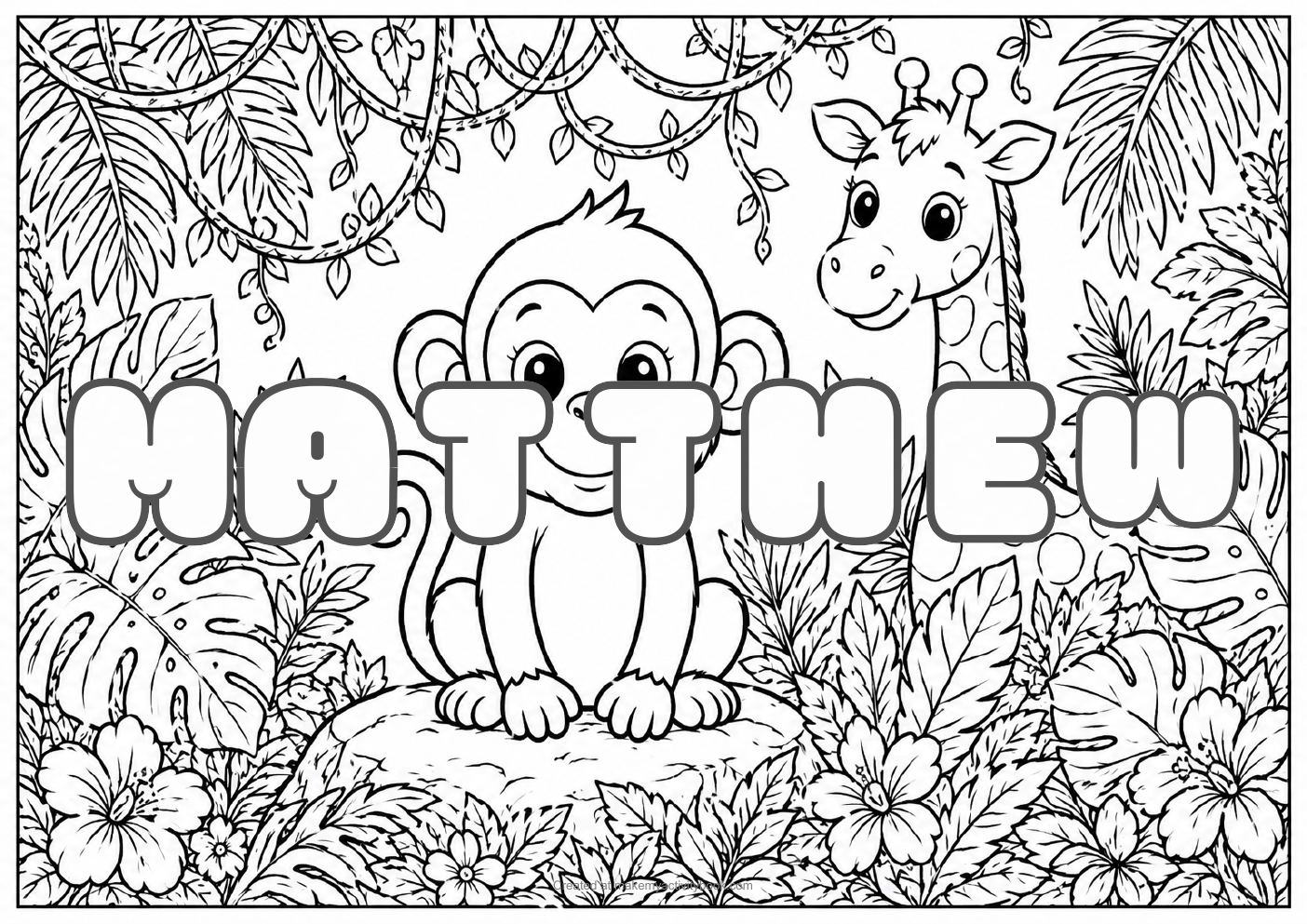Matthew jungle colouring sheet