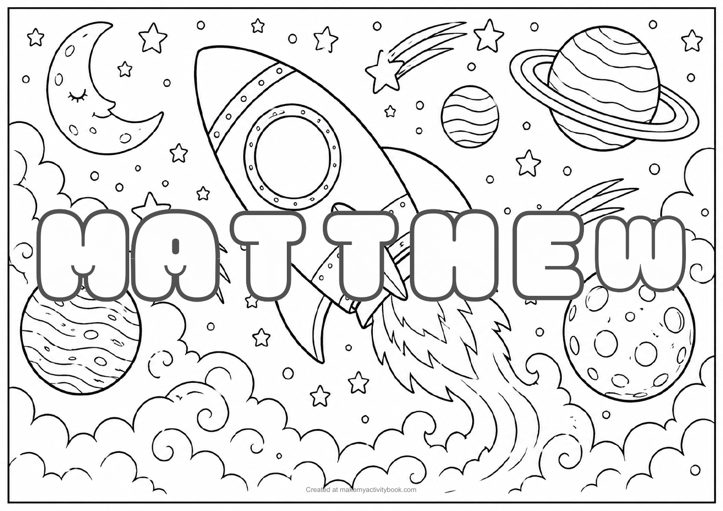 Matthew space colouring sheet