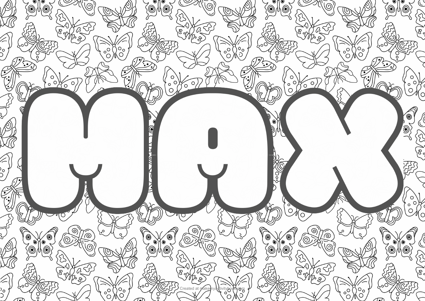 Max butterflies colouring sheet