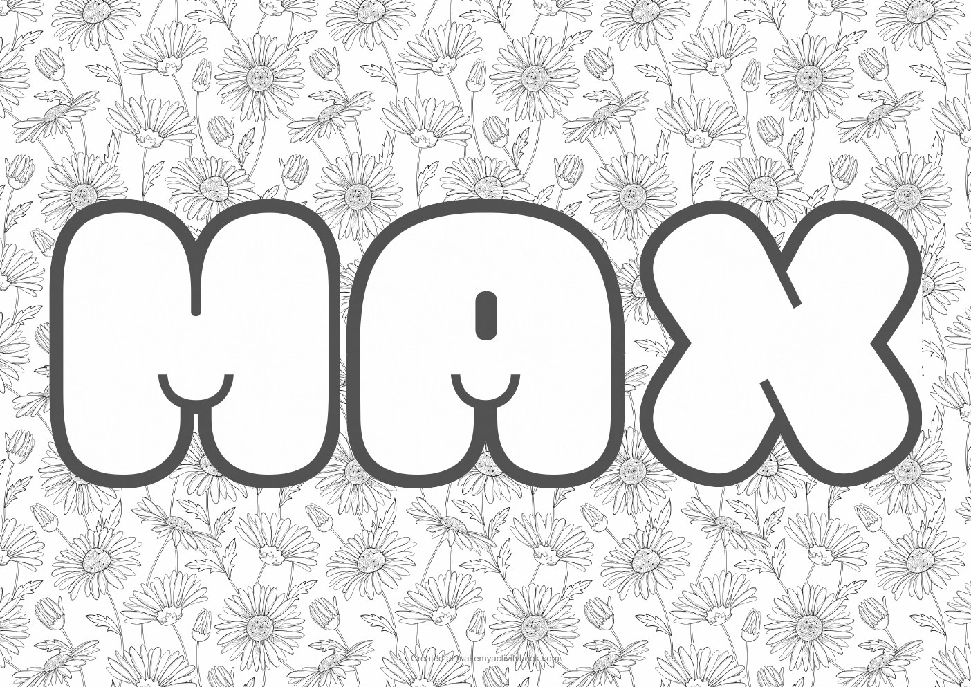 Max flowers colouring sheet