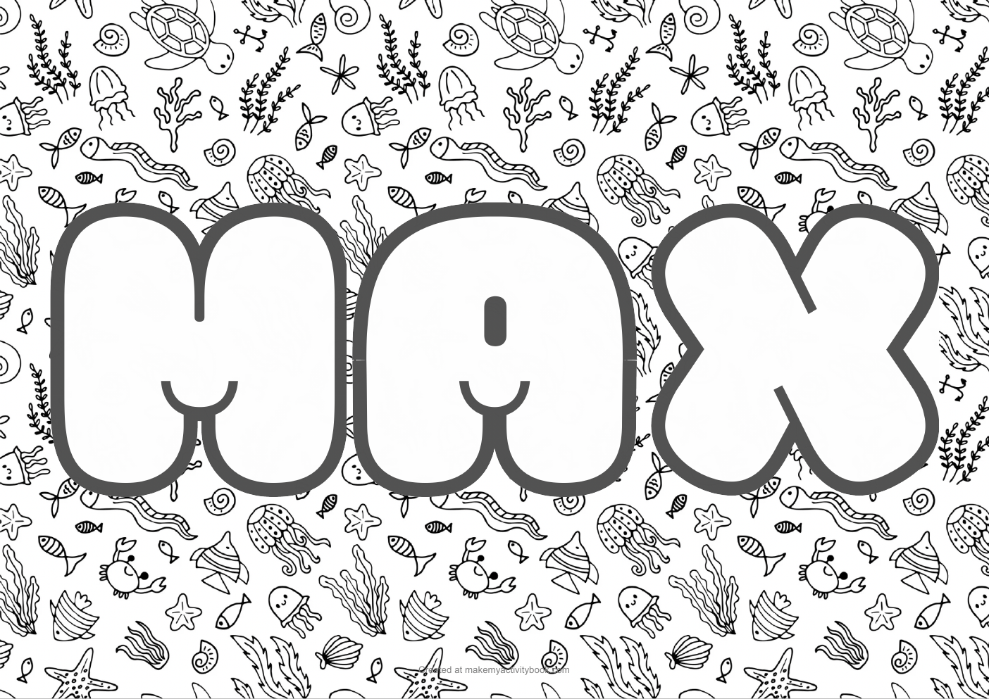 Max sea colouring sheet