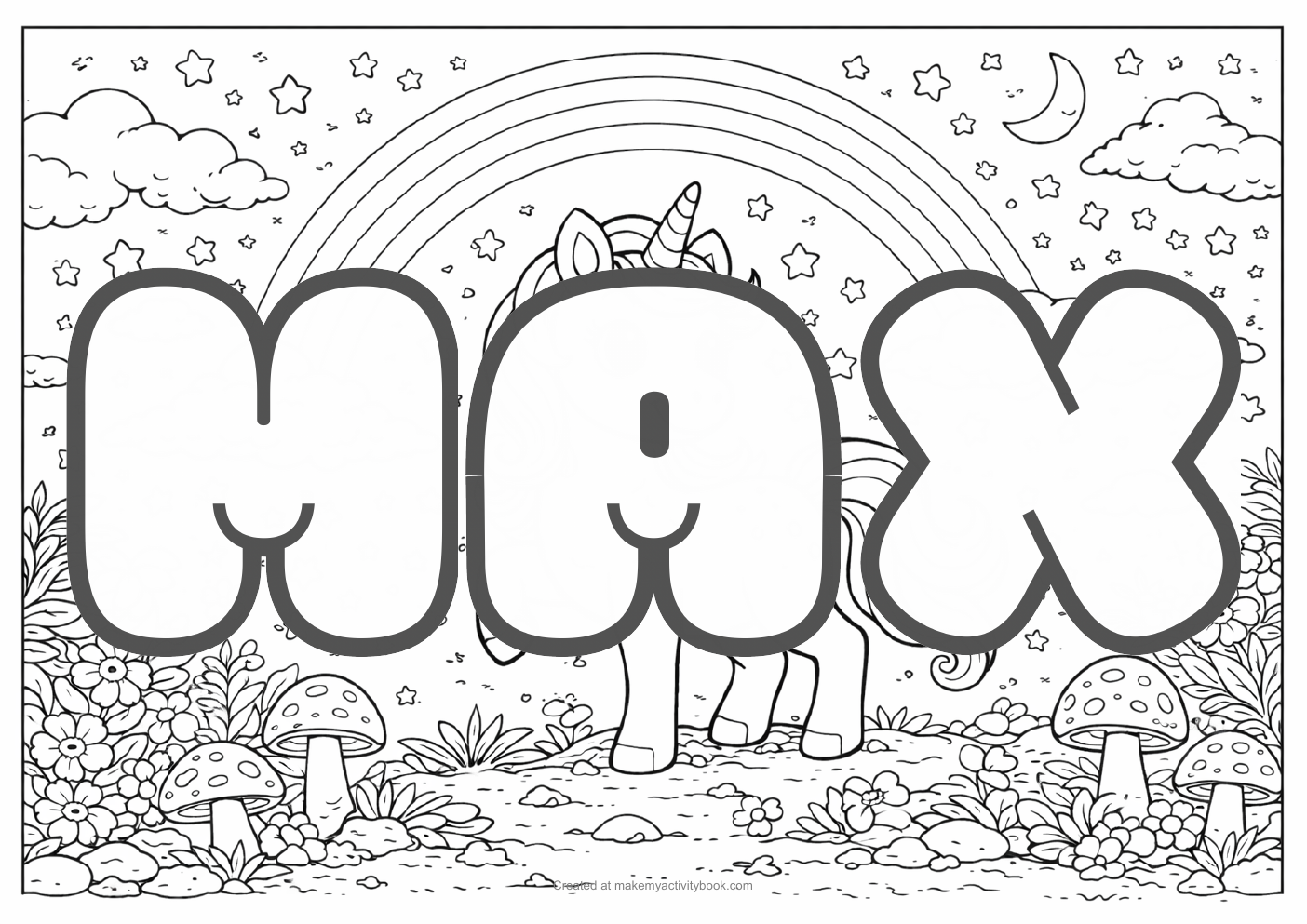 Max unicorn colouring sheet