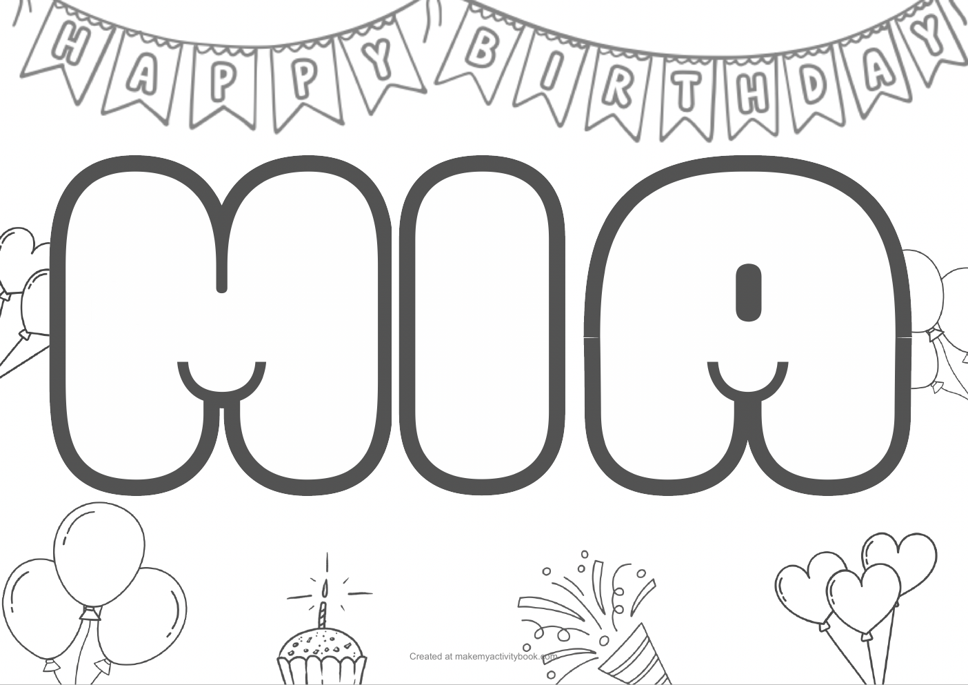 Mia birthday colouring sheet