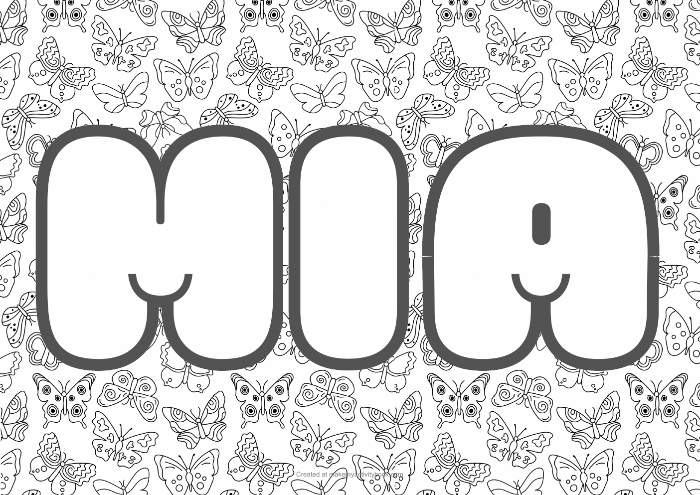 Mia butterflies colouring sheet