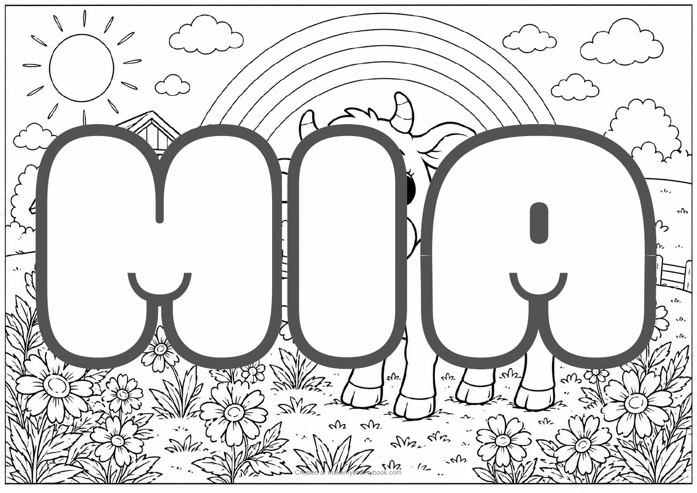 Mia farm colouring sheet