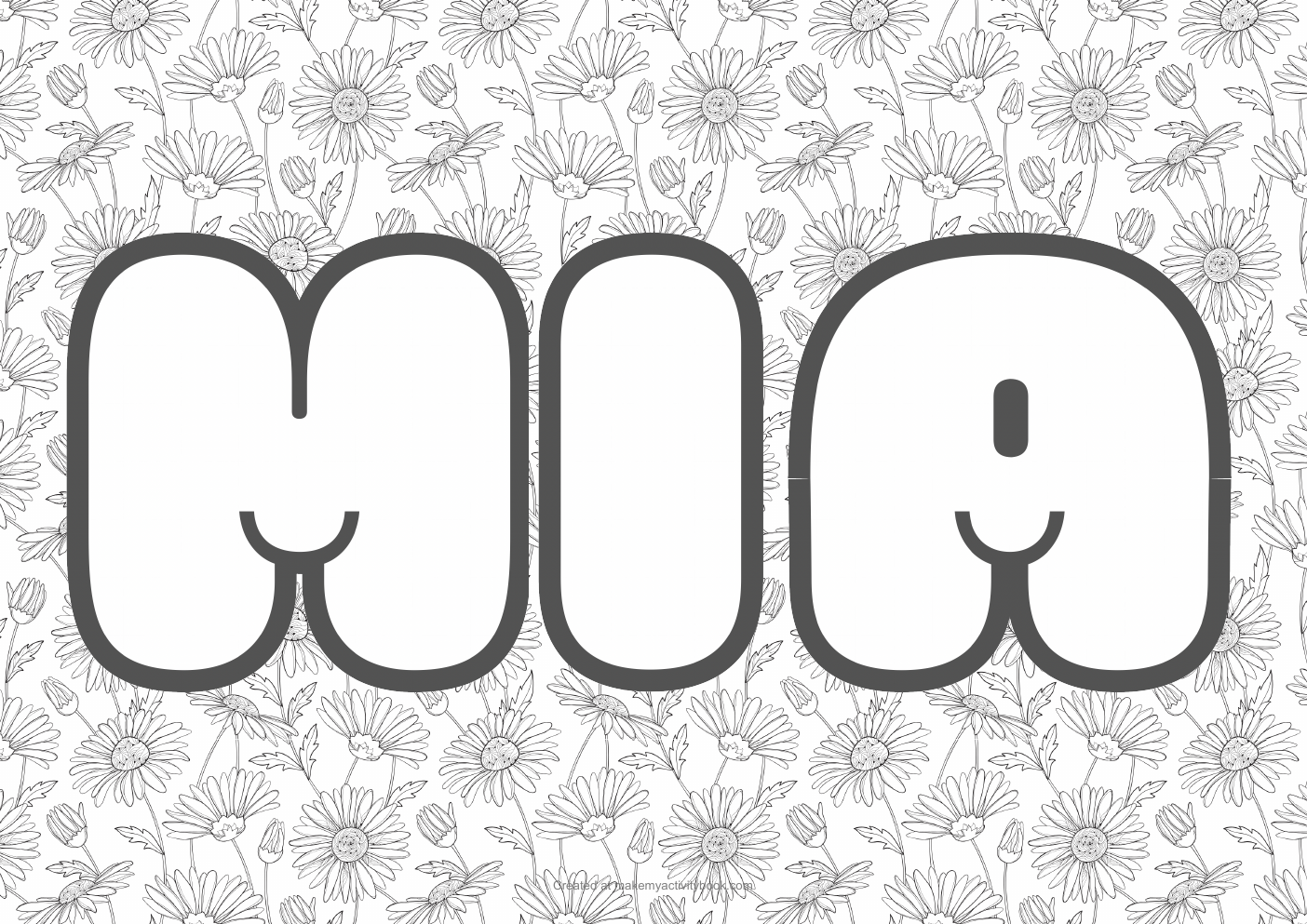 Mia flowers colouring sheet