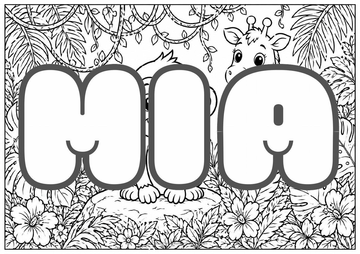Mia jungle colouring sheet