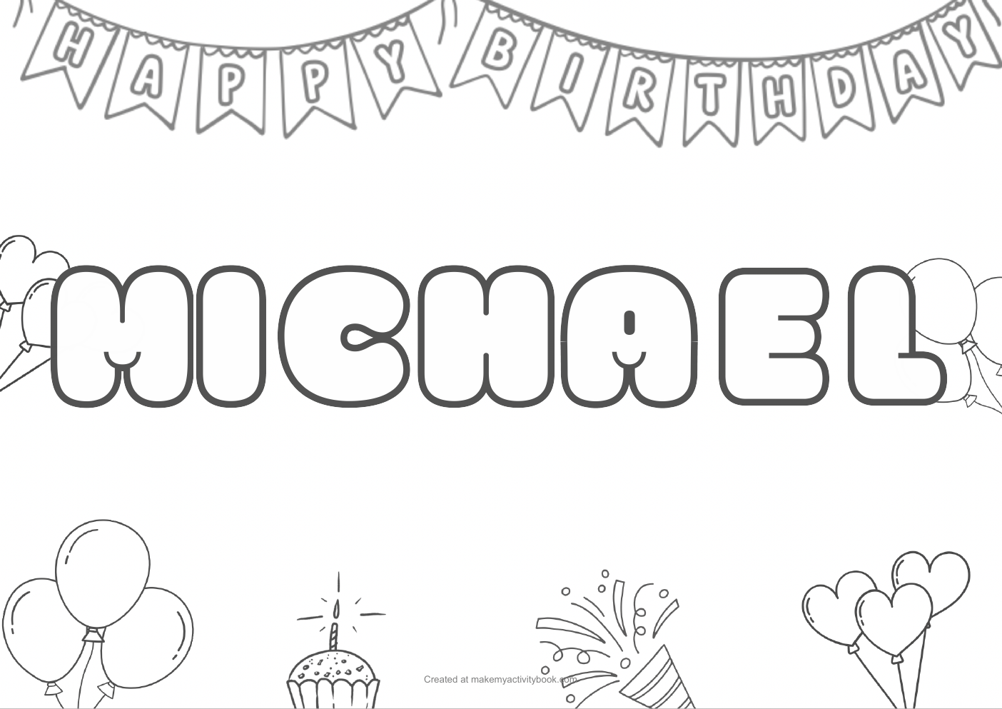 Michael birthday colouring sheet
