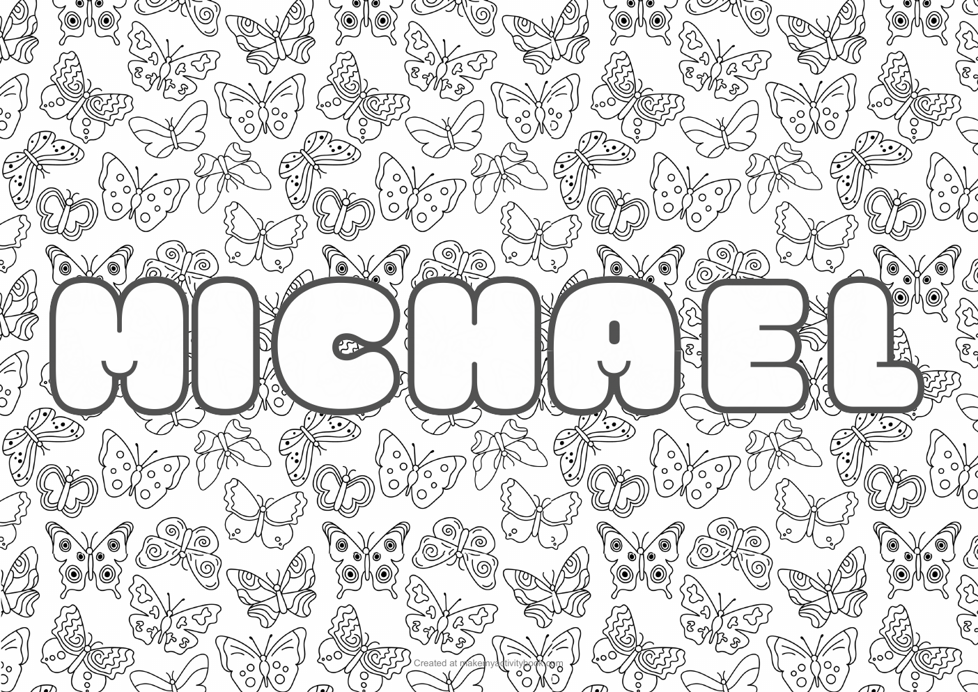 Michael butterflies colouring sheet