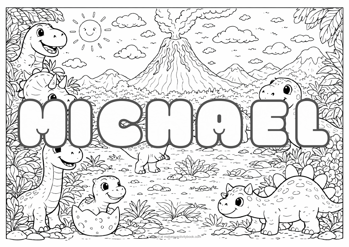 Michael dinosaur colouring sheet