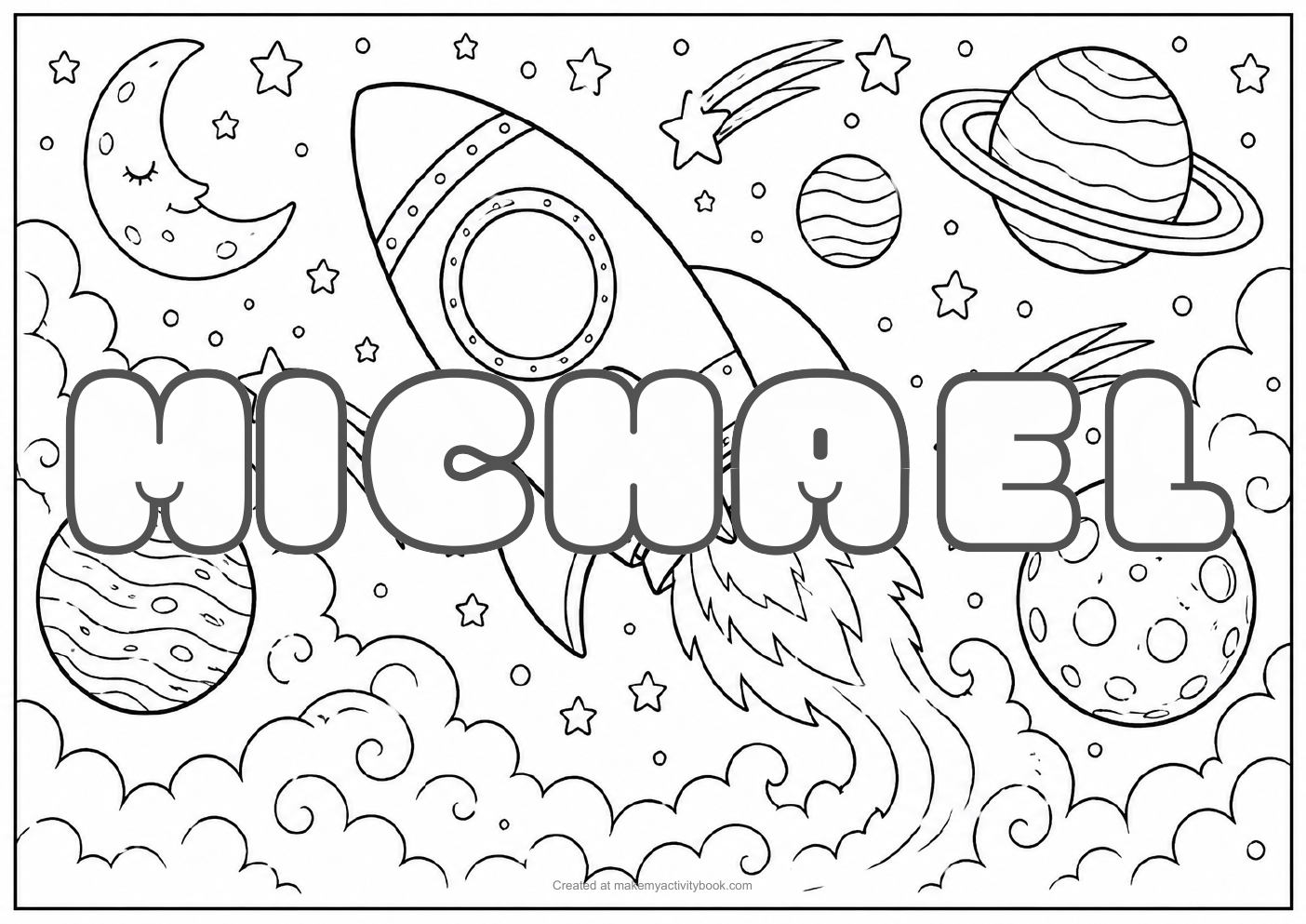 Michael space colouring sheet