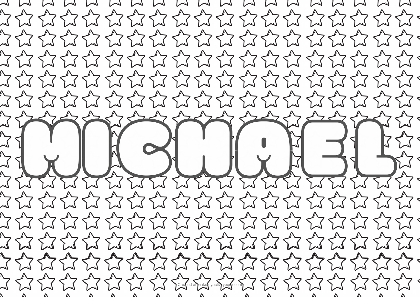 Michael Bubble letters — Stars border colouring sheet