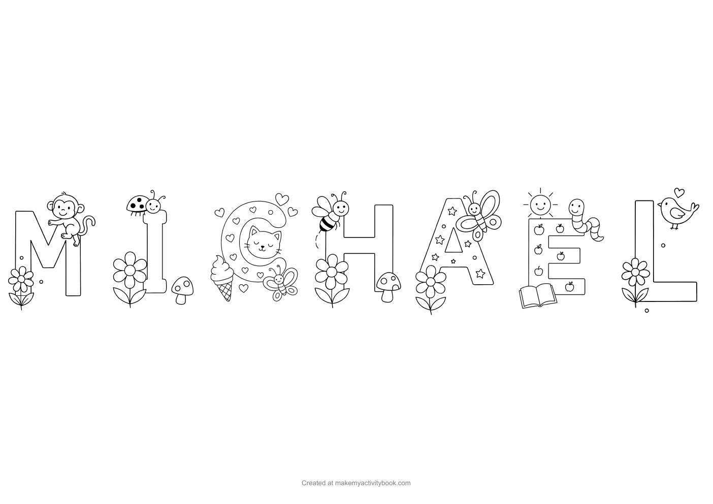 Michael letters colouring sheet