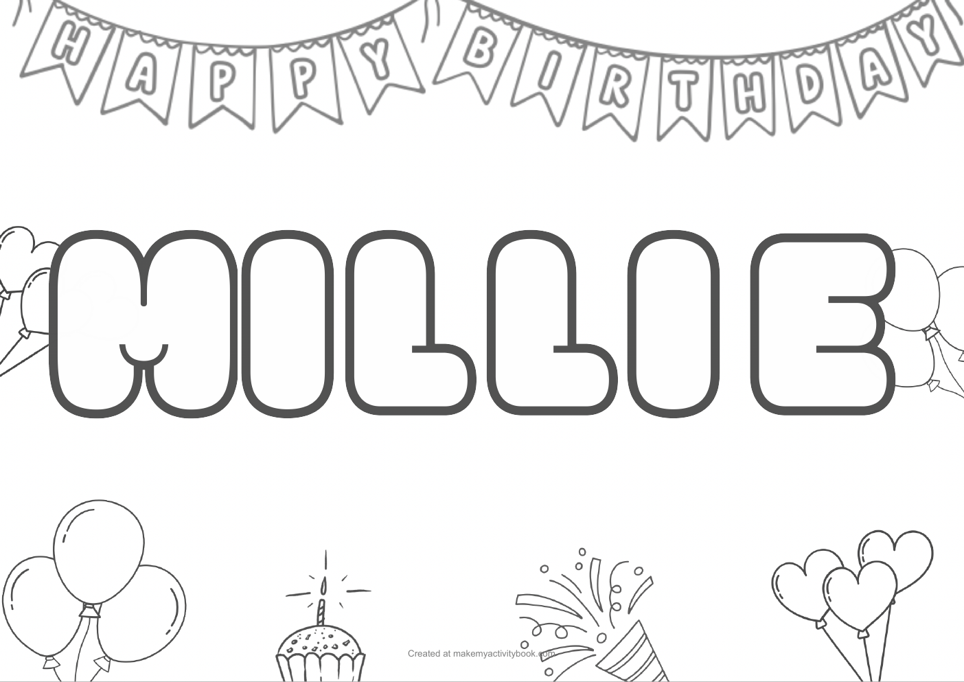 Millie birthday colouring sheet