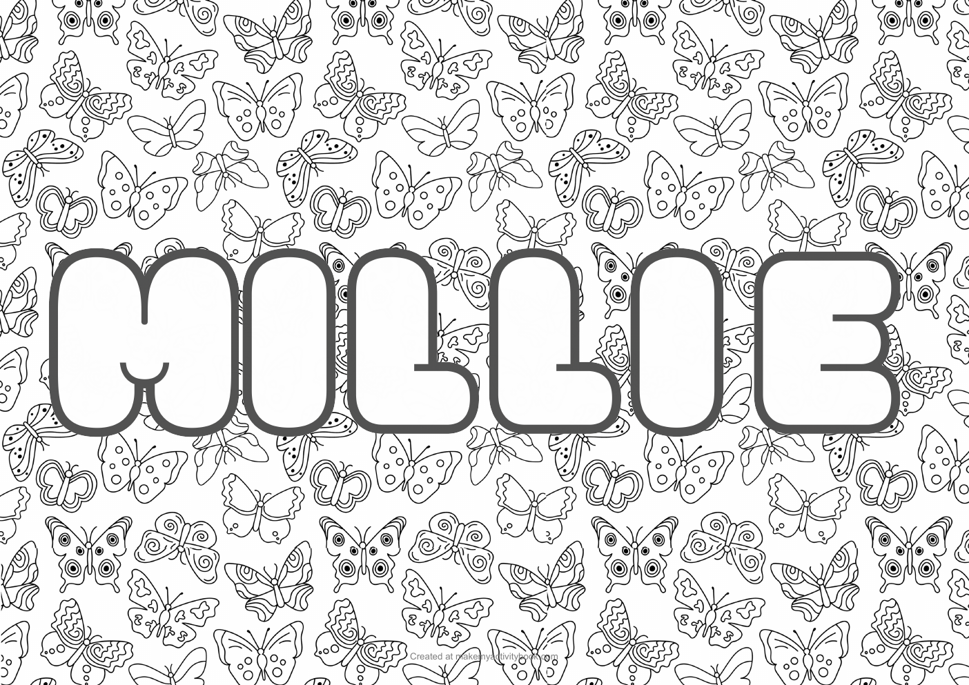 Millie butterflies colouring sheet