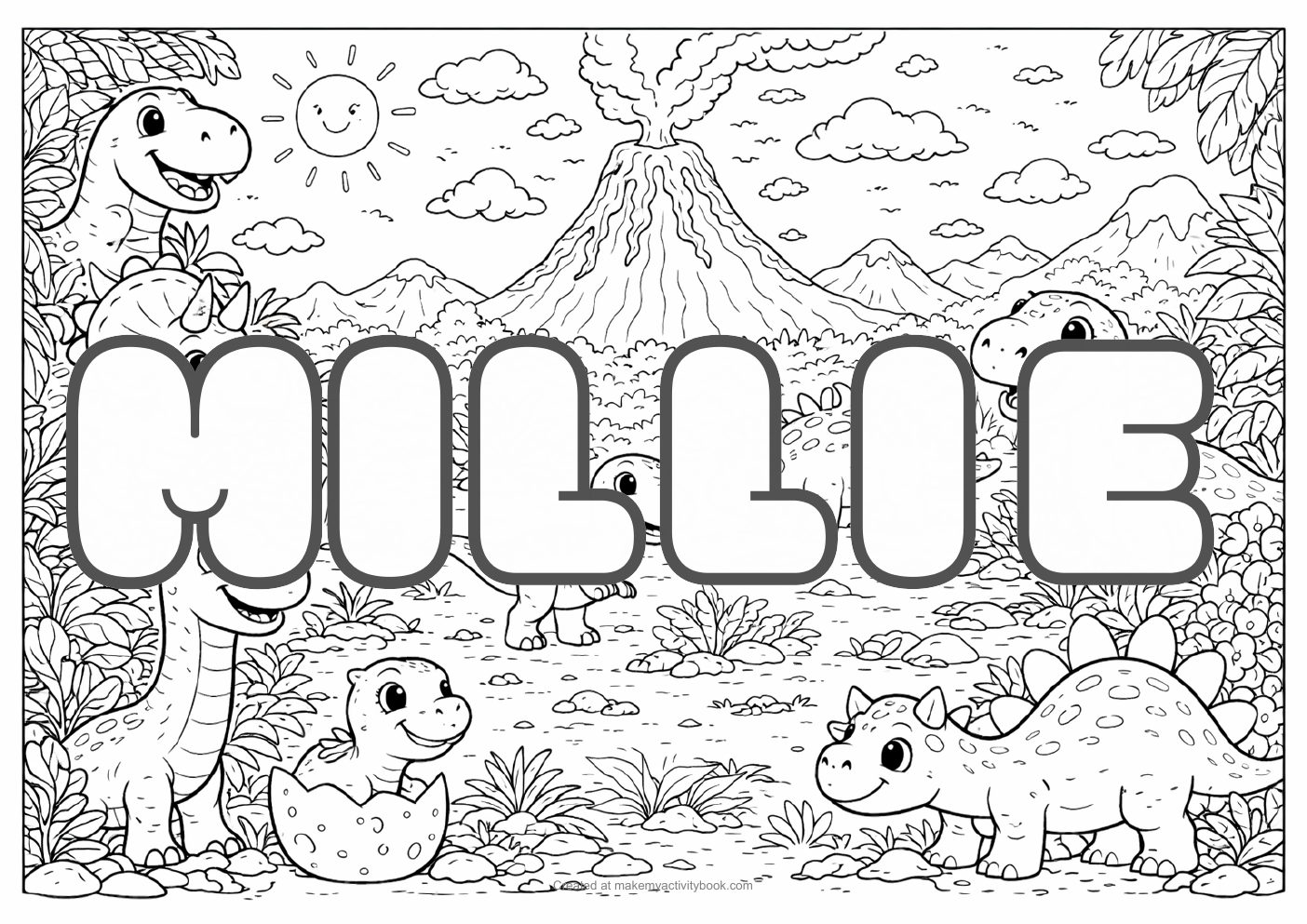 Millie dinosaur colouring sheet