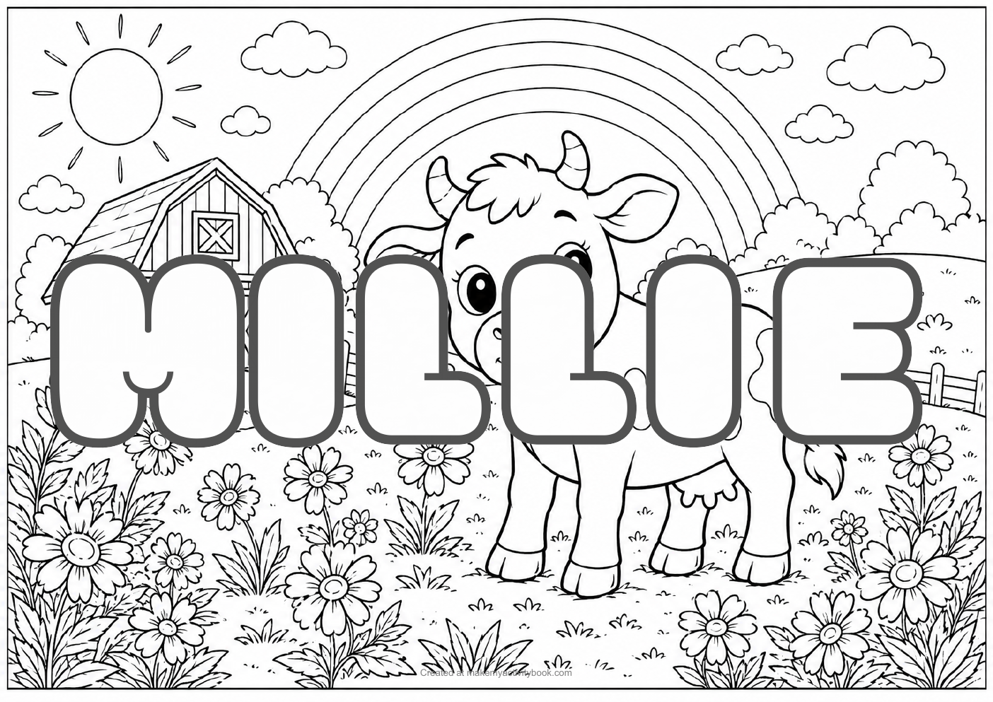 Millie farm colouring sheet