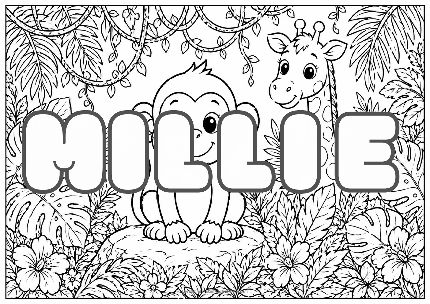 Millie jungle colouring sheet