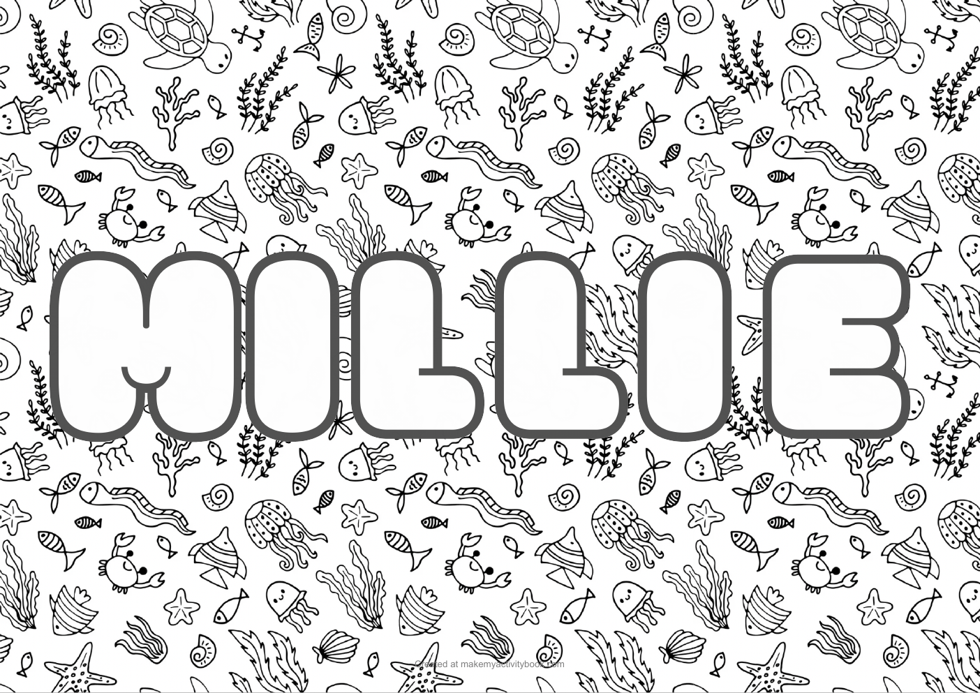 Millie sea colouring sheet