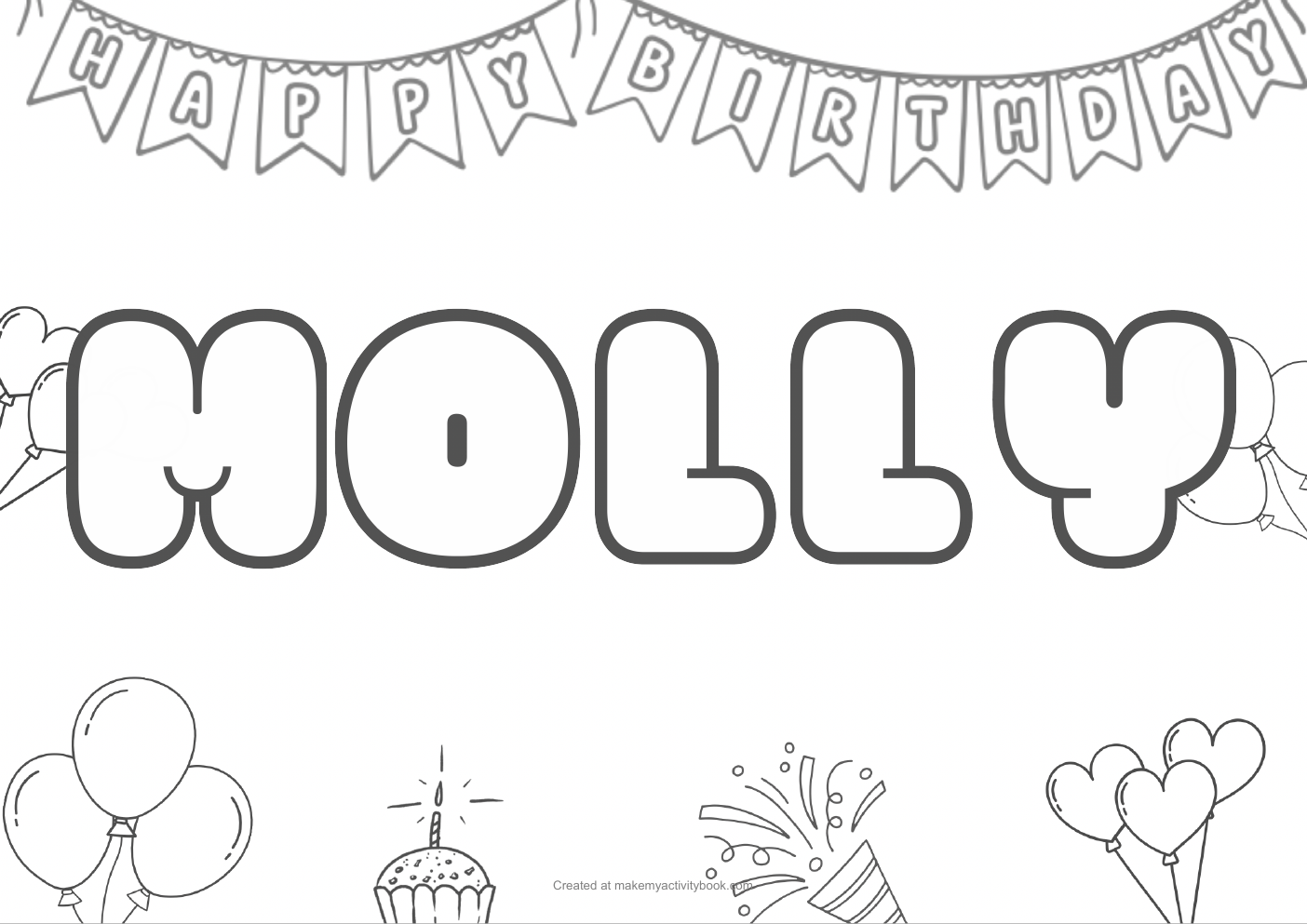 Molly birthday colouring sheet