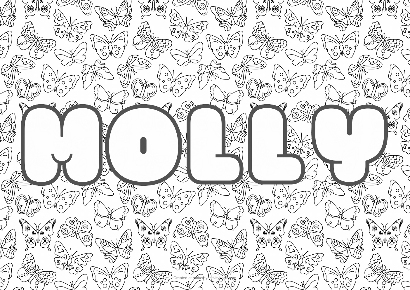 Molly butterflies colouring sheet