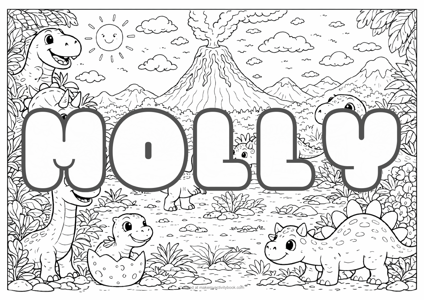 Molly dinosaur colouring sheet