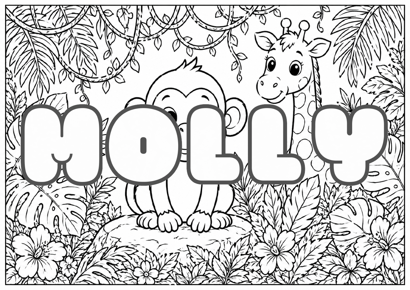Molly jungle colouring sheet