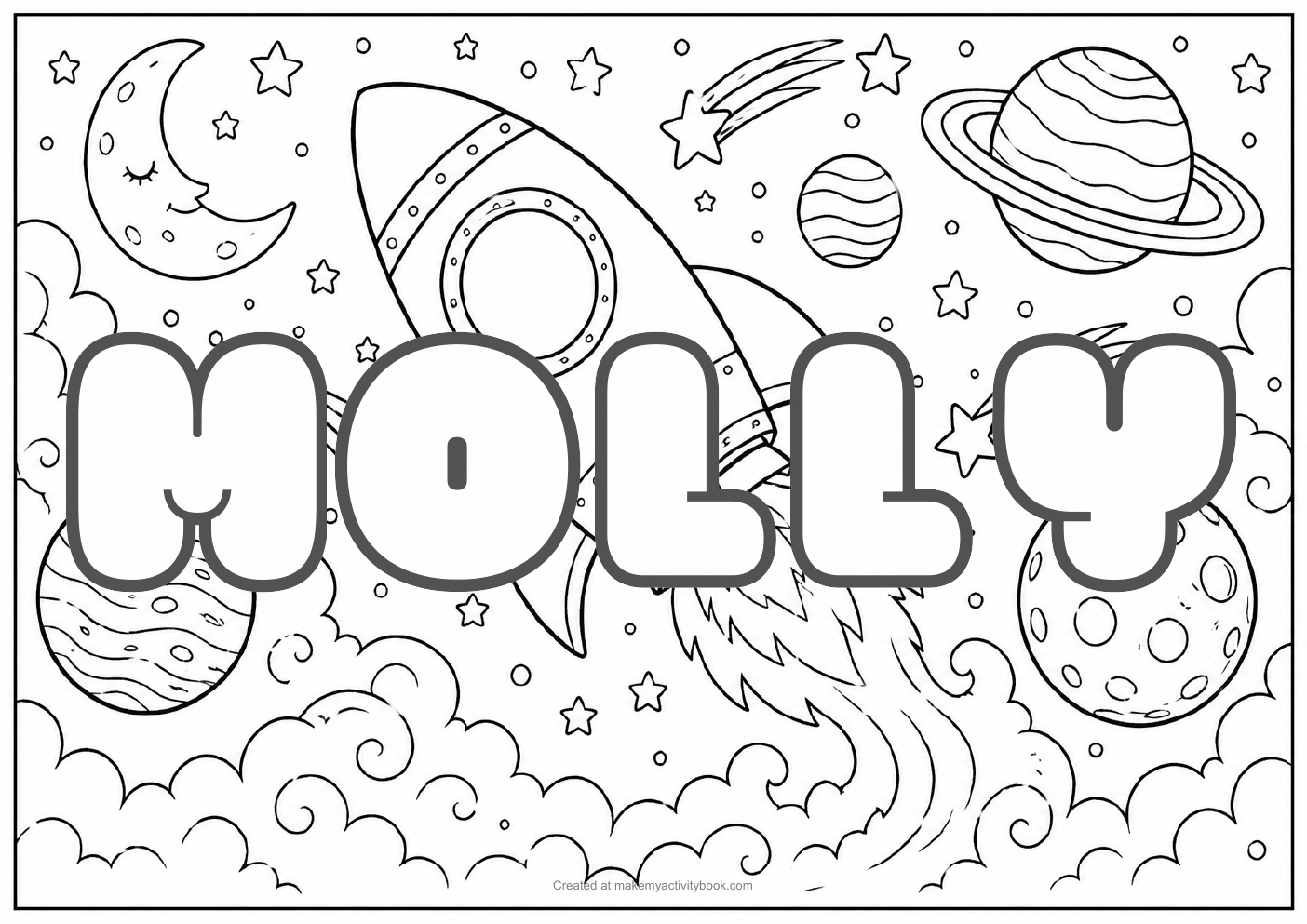 Molly space colouring sheet