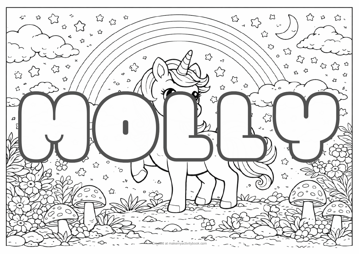 Molly unicorn colouring sheet