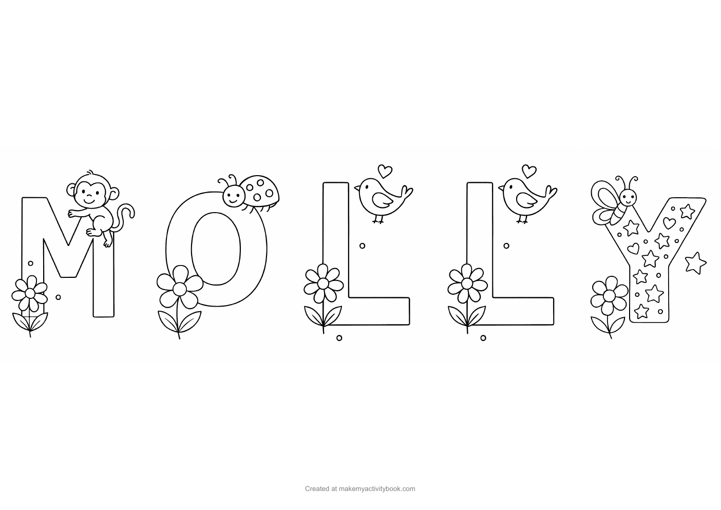 Molly letters colouring sheet