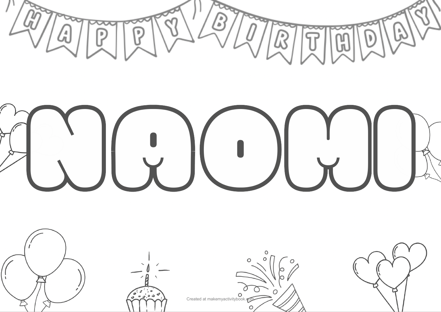 Naomi birthday colouring sheet