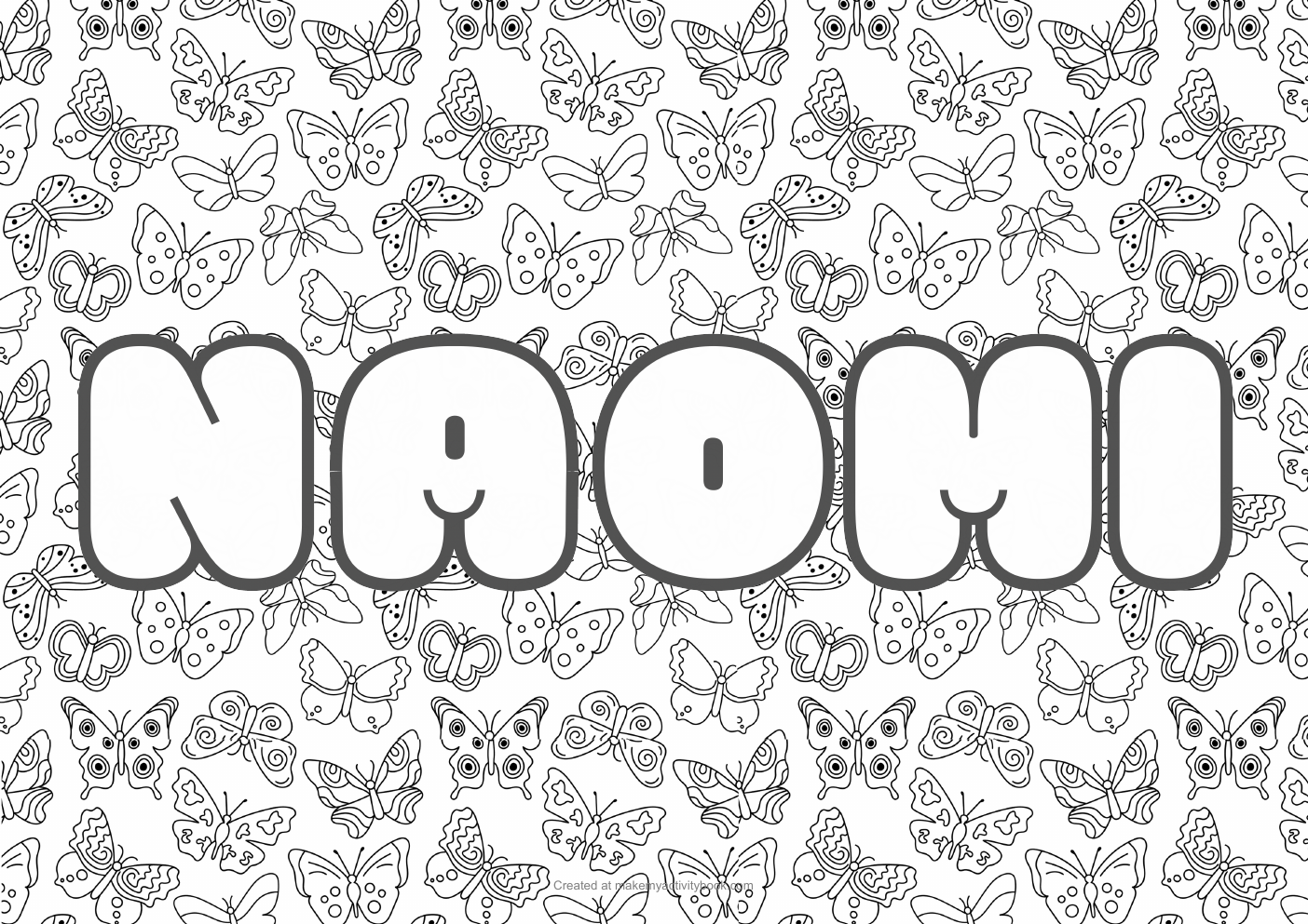 Naomi butterflies colouring sheet