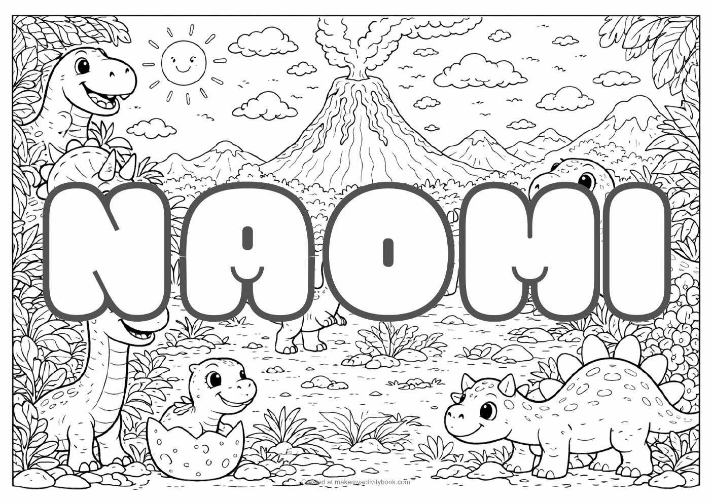 Naomi dinosaur colouring sheet