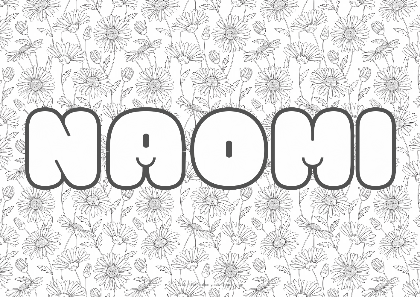 Naomi flowers colouring sheet