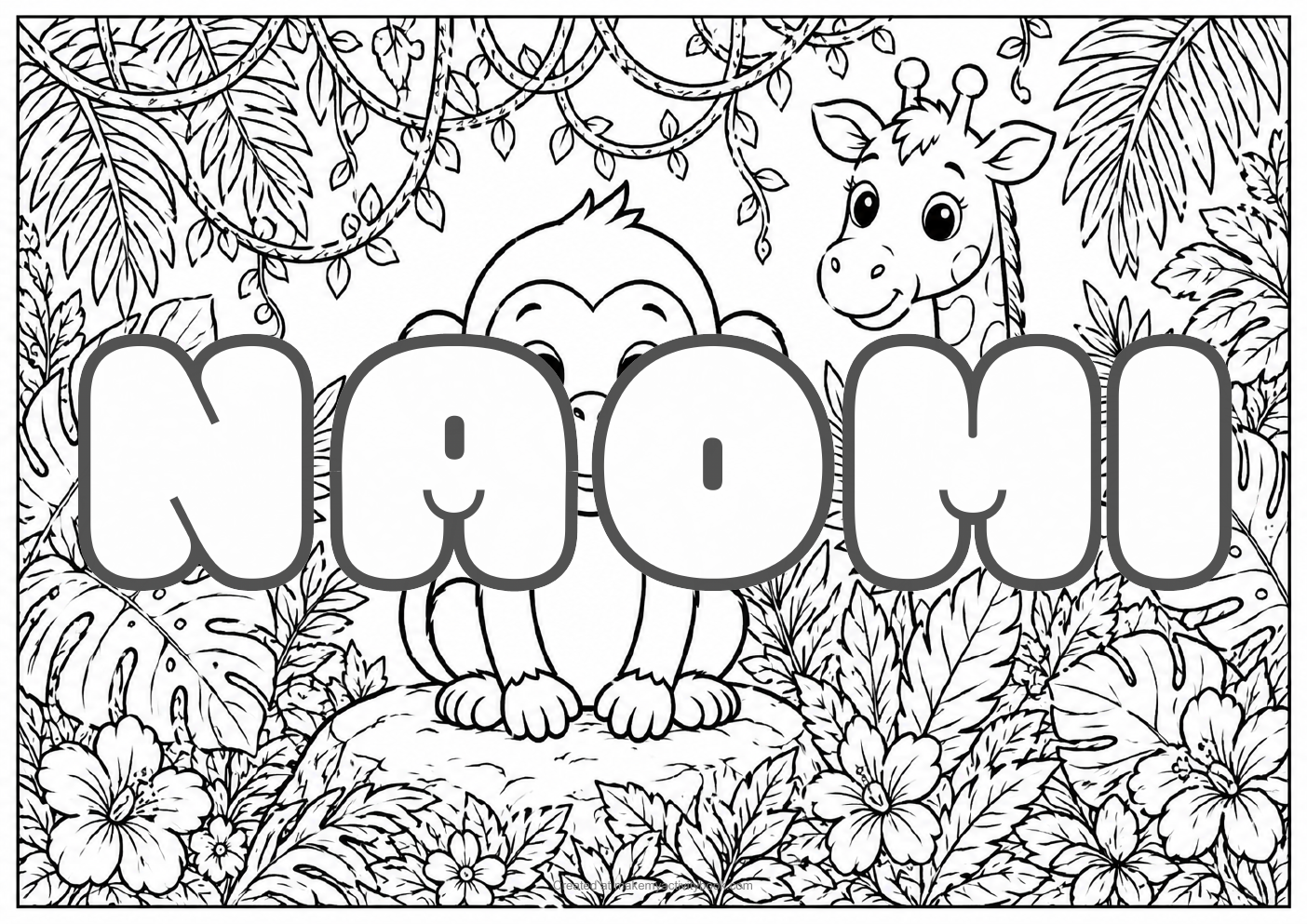 Naomi jungle colouring sheet