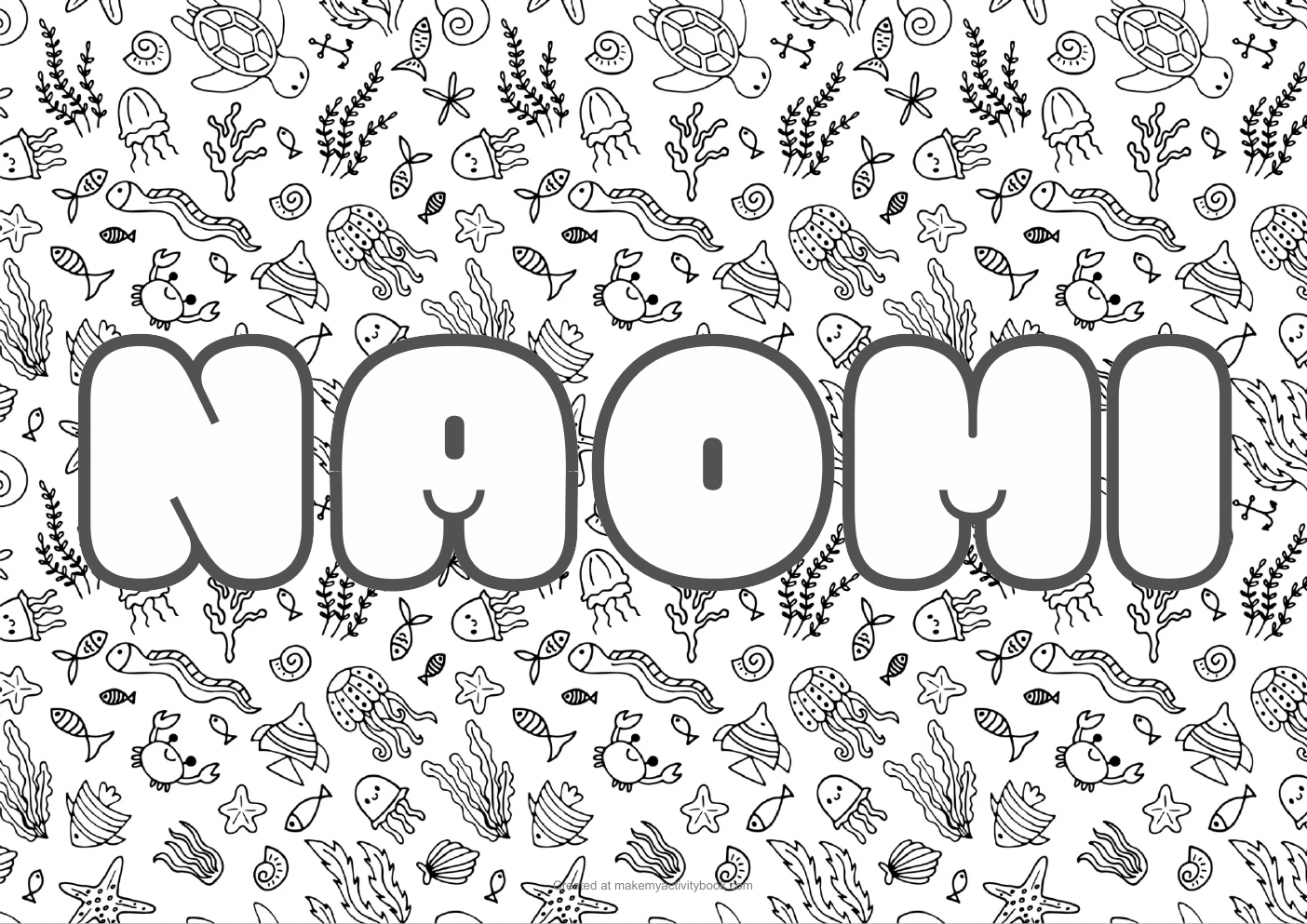 Naomi sea colouring sheet
