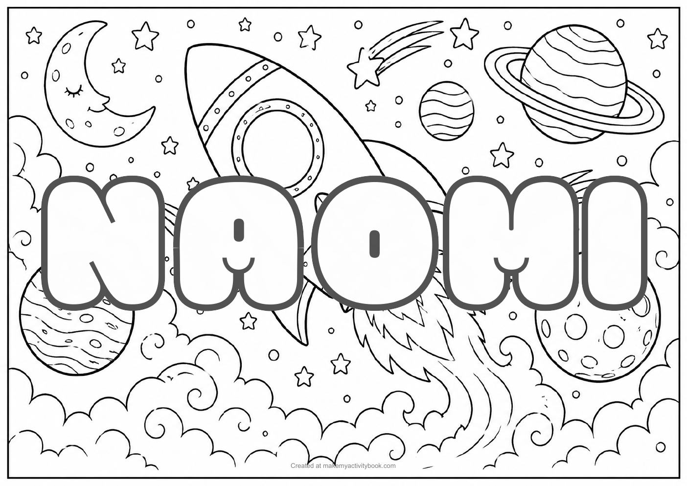 Naomi space colouring sheet
