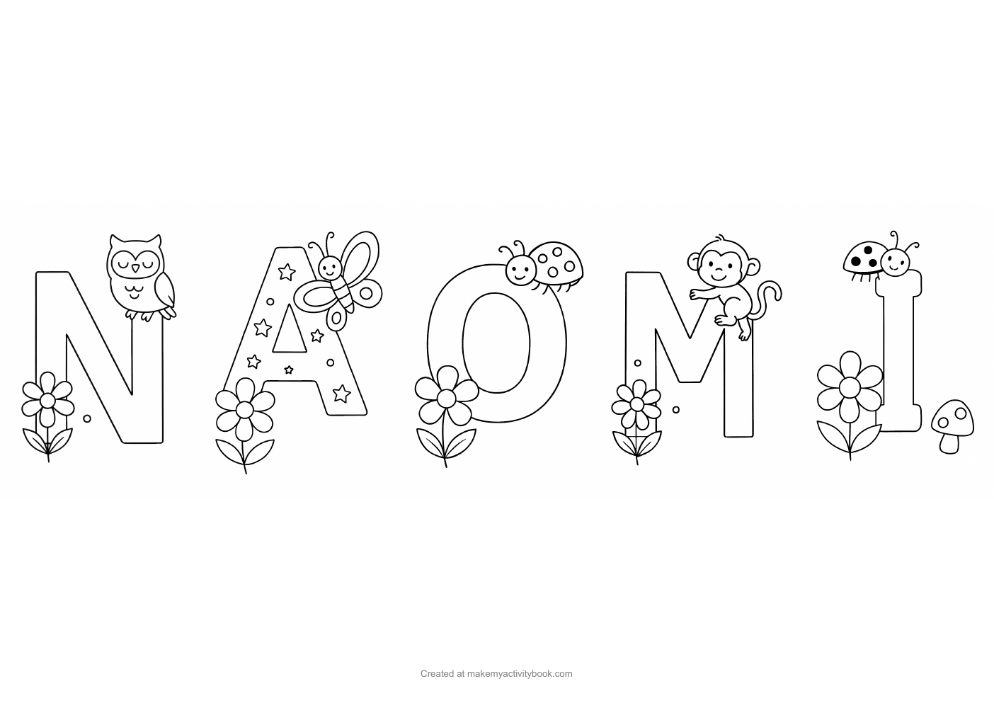 Naomi letters colouring sheet